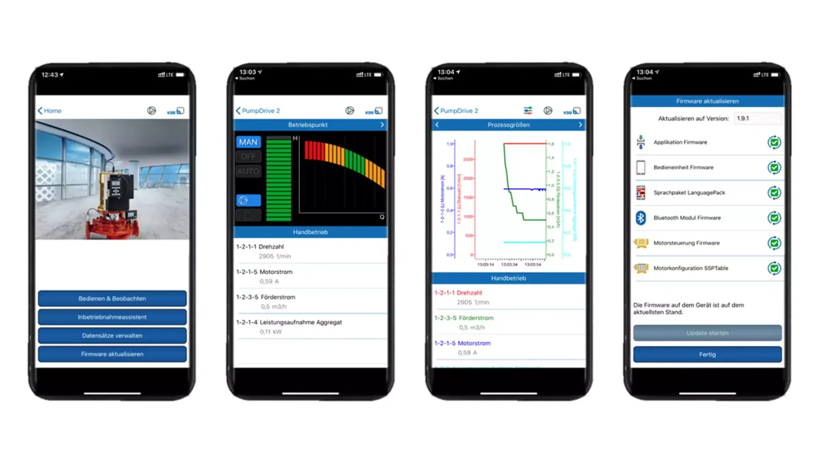 KSB FlowManager uygulaması ekranları